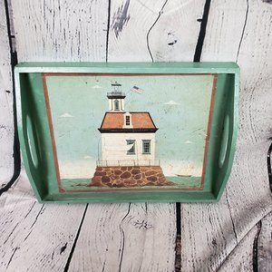 WARREN KIMBLE LIGHTHOUSE WOODEN SERVING TRAY